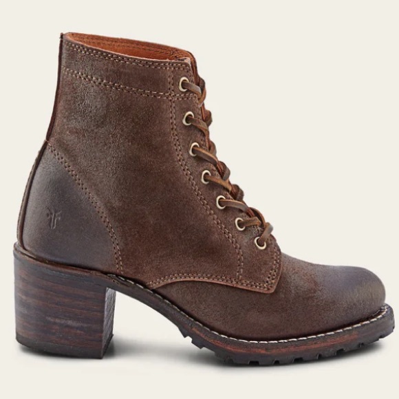 🍃💕FRYE Sabrina Waxed Suede All Leather Lace Up Bootie US 9.5 - Picture 4 of 16